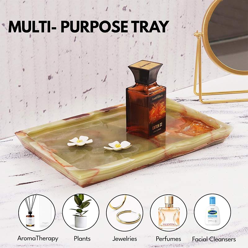Fancy Natural Marble Rectangular Tray - Serving Tray-0