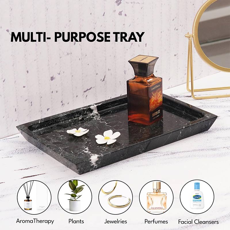 Fancy Natural Marble Rectangular Tray - Serving Tray-6
