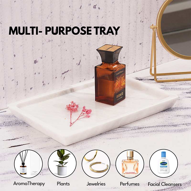 Fancy Natural Marble Rectangular Tray - Serving Tray-5