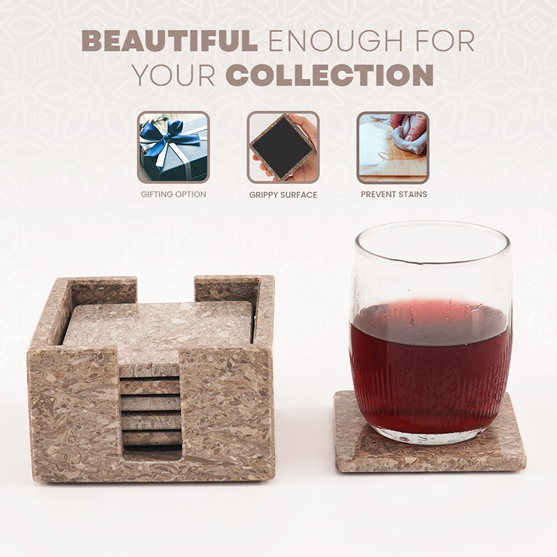 Full Square Coaster Set with Holder-3