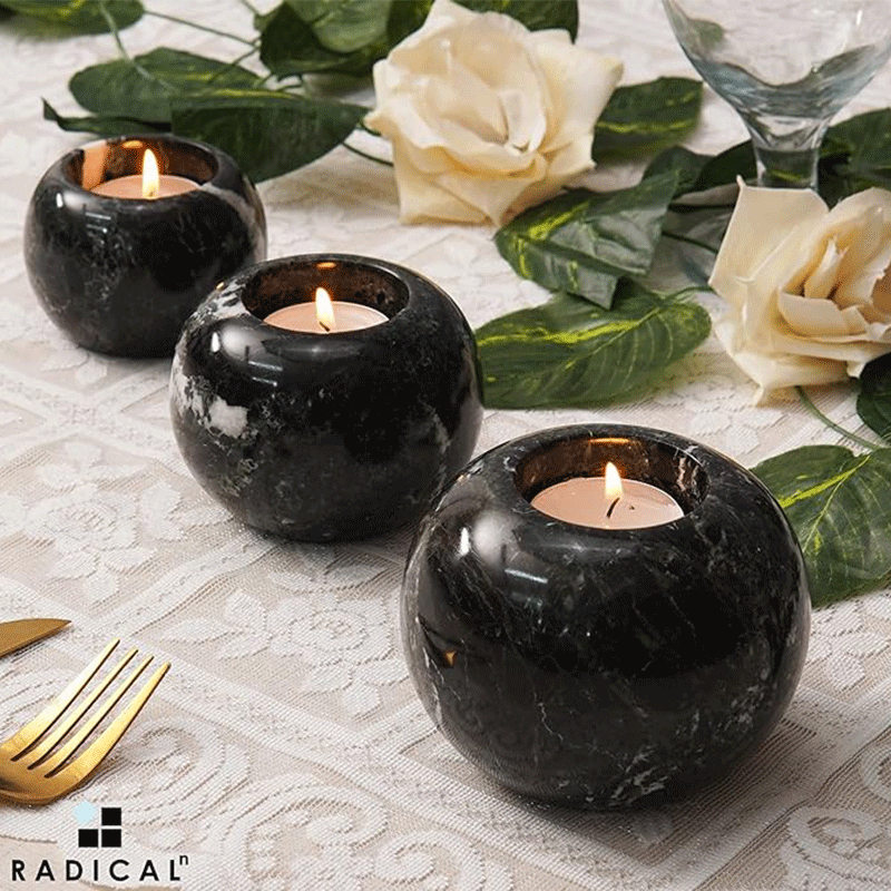 Radicaln Marble Tealight Candle Holder Set of 3 - Pillar Candle Holder-5