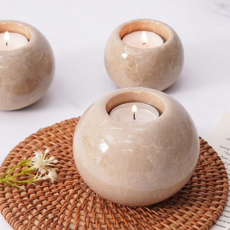 Radicaln Marble Tealight Candle Holder Set of 3 - Pillar Candle Holder-8