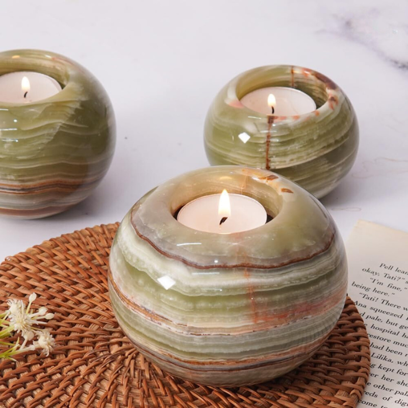 Radicaln Marble Tealight Candle Holder Set of 3 - Pillar Candle Holder-9