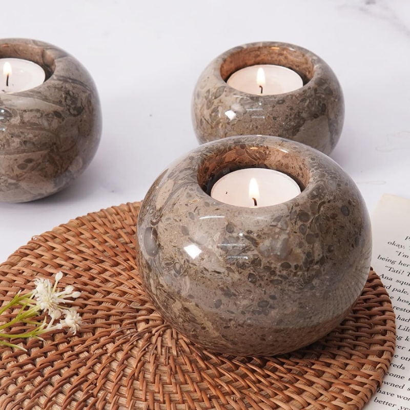 Radicaln Marble Tealight Candle Holder Set of 3 - Pillar Candle Holder-7