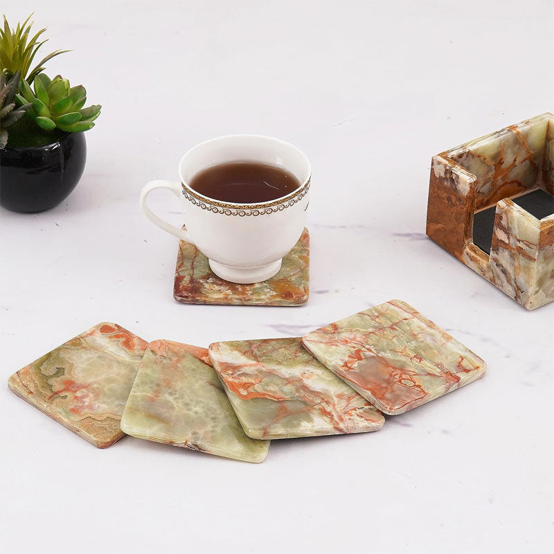 Full Square Coaster Set with Holder-7