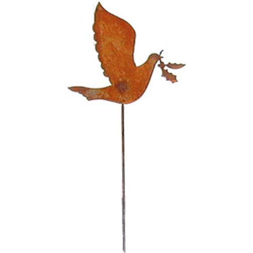 Wrought Iron Dove Rusted Garden Stake 35 Inches