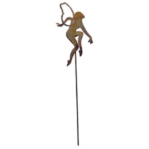 Wrought Iron Rusted Fairy Garden Stake 35 Inches